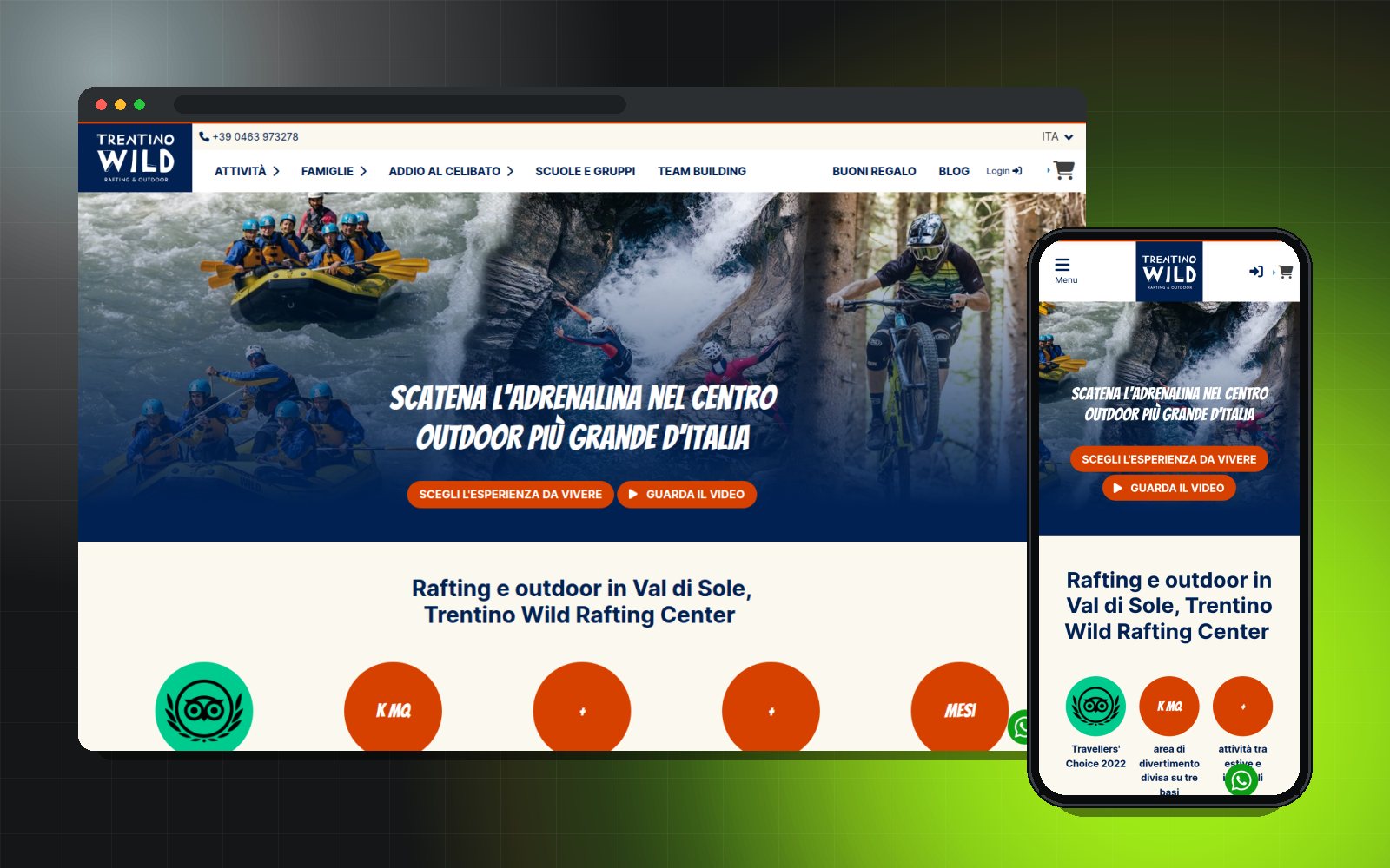 Il sito Trentino Wild su desktop e smartphone
